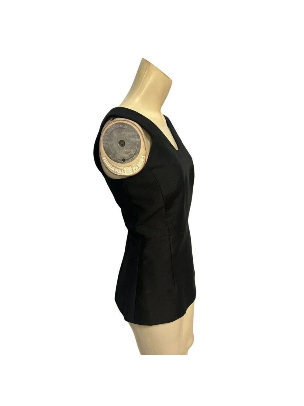 Kate Spade Top Black V-Neck Sleeveless Peplum Hem Back Bow Blouse 0